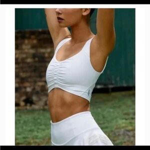 Free People Tank FP Movement Pleats And Thank You White Crop Tank M